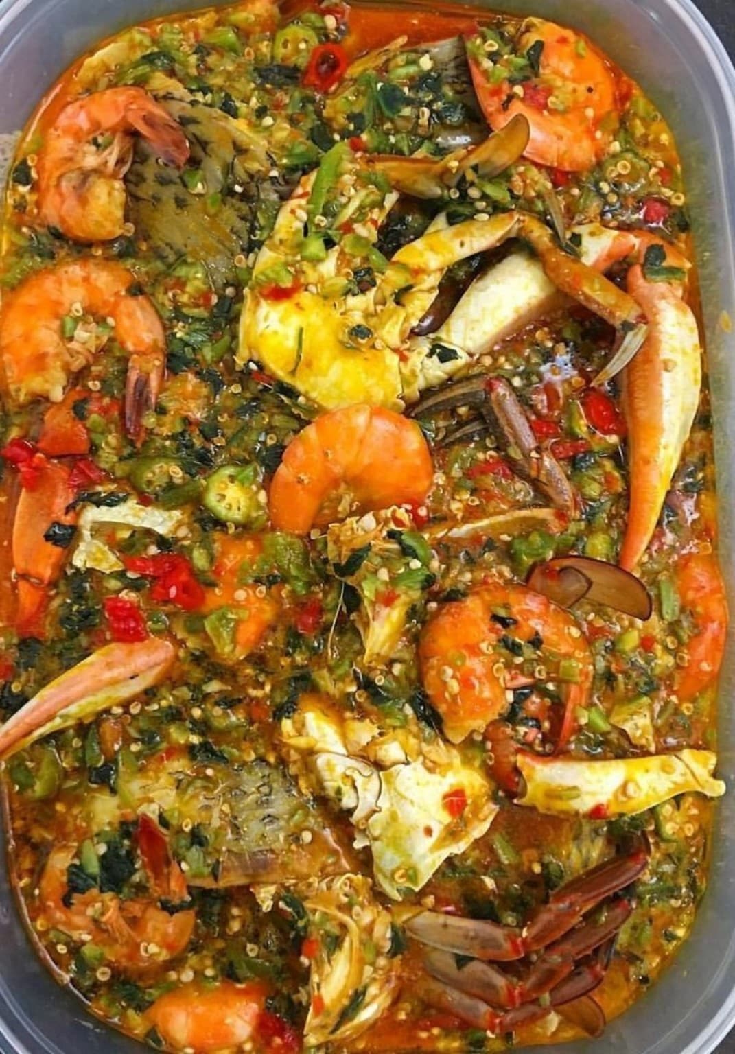 Seafood + Okro + Iyan